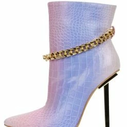 CAPE ROBBIN Joelle Multi Pointed Toe Ankle Chain Metal Heel Boot Boots