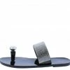 Legend Jolie10 Black Jelly Toe Ring Embellished Flat Slide Sandal