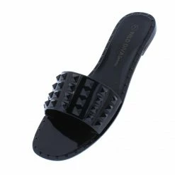 Legend Jono01 Black Studded Open Toe Flat Slide Sandal What's New