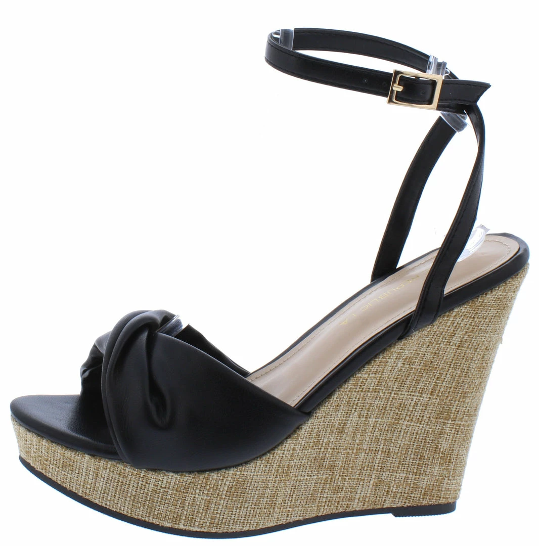 Shoe Republica Juniors Black Twist Open Toe Cross Back Ankle Strap Wedge 3 Shoe Republica Juniors Black Twist Open Toe Cross Back Ankle Strap Wedge