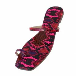 Liliana Lydia210 Pink Open Toe Ring Slide On Flat Sandal