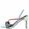 QUPID Kaylee20 Stone Black Snake Pu Open Toe Slingback Heel Shoes