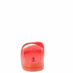 Weeboo Kelly28 Neon Coral Geo Texture Open Toe Slide On Flat Shoes