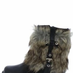 In Touch Sarah053 Black Faux Fur Side Buckle Kids Boot