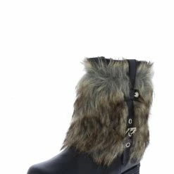In Touch Sarah053 Black Faux Fur Side Buckle Kids Boot