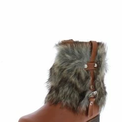 In Touch Sarah053 Cognac Faux Fur Side Buckle Kids Boot What's New