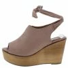 WESTWOOD Kite04 Mauve Peep Toe Ankle Tie Platform Wood Wedge What's New