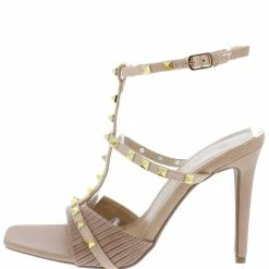 Legend Lacey28 Nude Crocodile Studded Open Toe Gladiator Heel What's New