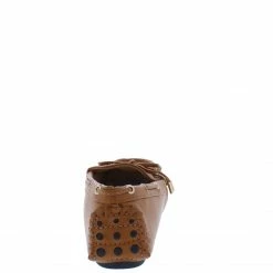 In Touch Shoes Nancy283 Tan Toggle Tie Top Stitch Boat Shoe Flat