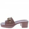 Forever Link What's New List92 Nude Open Toe Embellished Chain Chunky Mule Heel