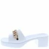 Forever Link What's New List92 White Open Toe Embellished Chain Chunky Mule Heel