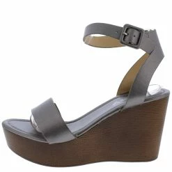 WESTWOOD Lulu01 Pewter Open Toe Slingback Ankle Strap Wedge What's New