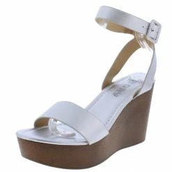 WESTWOOD What's New Lulu01 Silver Open Toe Slingback Ankle Strap Wedge