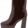 Liliana What's New Tammie216 Brown Square Toe Platform Ankle Boot