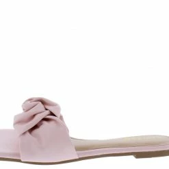 Elegant Maccy20 Pink Knotted Square Open Toe Flat Slide Sandal What's New