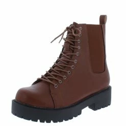 In Touch Gloria204 Cognac Round Toe Lace Up Hiking Boot Boots
