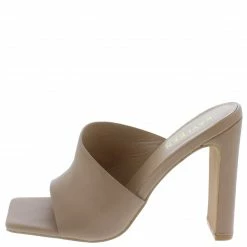 Elegant Maelee5 Nude Open Toe Angled Slide On Block Heel
