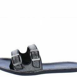 Elegant Maikai1 Black Embellished Dual Buckle Strap Slide Sandal What's New