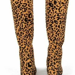 QUPID Boots Malone10 Camel Black Knee High Block Heel Boot