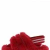 CAPE ROBBIN Marguax Red Rhinestone Faux Fur Slingback Kids Sandal