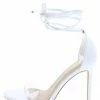 OIL J Martini White Pu Lucite Open Toe Ankle Wrap Heel