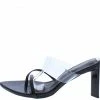 Shoe Republica Marylin Black Cross Strap Open Toe Slide On Block Heel What's New