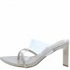 Shoe Republica Marylin Nude Cross Strap Open Toe Slide On Block Heel
