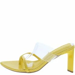 Shoe Republica What's New Marylin Yellow Cross Strap Open Toe Slide On Block Heel