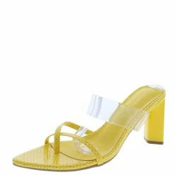 Shoe Republica What's New Marylin Yellow Cross Strap Open Toe Slide On Block Heel