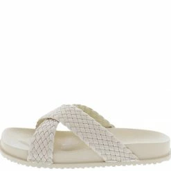 JP What's New Media04 Ivory Woven Cross Strap Flat Slide Sandal