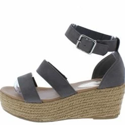 WESTWOOD Melrose04 Grey Tri Strap Open Toe Espadrille Wedge
