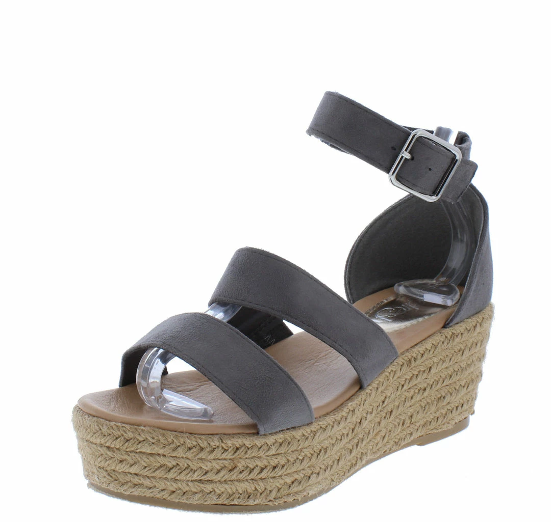 WESTWOOD Melrose04 Grey Tri Strap Open Toe Espadrille Wedge 4 WESTWOOD Melrose04 Grey Tri Strap Open Toe Espadrille Wedge