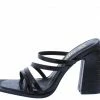 MACHI What's New Merina Black Crocodile Strappy Open Toe Mule Block Heel
