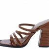 MACHI Merina Brown Crocodile Strappy Open Toe Mule Block Heel