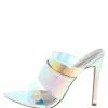 ELEGANCE Shoes Mermaid1 Silver Lucite Pointed Open Toe Stiletto Heel