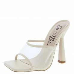 MACHI Minnan Nude Square Open Toe Mesh Mule Heel What's New