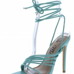 MACHI Miro Green Pu Pointed Open Toe Scrappy Ankle Wrap Stiletto Heel What's New