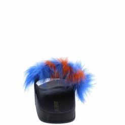 CAPE ROBBIN Mochi Blue Faux Fur Open Toe Flat Slide Sandal What's New