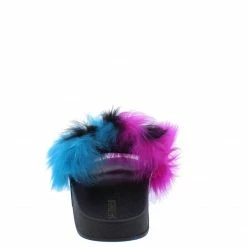 CAPE ROBBIN Mochi Multi Faux Fur Open Toe Flat Slide Sandal