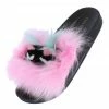 CAPE ROBBIN Mochi Pink Faux Fur Open Toe Flat Slide Sandal