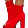 Liliana What's New Naomi235 Red Peep Toe Pull On Lug Boot