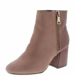 JP Boots Moody03 Desert Rose Faux Croc Angled Heel Ankle Boot