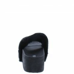 SPRINGLAND Morgan06ja Black Rhinestone Chain Faux Fur Slide Sandal What's New