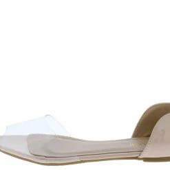 Elegant Moriah1 Nude Lucite Pointed Peep Toe Dorsay Flat