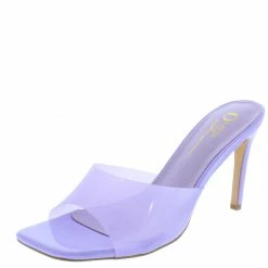 OIL J Moscato Lavender Pu Lucite Open Toe Mule Slide Heel What's New