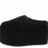Shoe Republica Moxie Black Round Toe Tall Platform Slide On Wedge Shoes
