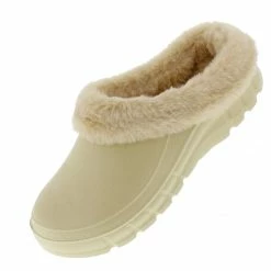 Lemonade Shoes Muffin Bone Faux Fur Slide On Lug Sole Slipper Flat