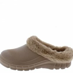 Lemonade Muffin Brown Faux Fur Slide On Lug Sole Slipper Flat