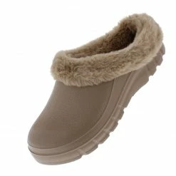 Lemonade Muffin Brown Faux Fur Slide On Lug Sole Slipper Flat