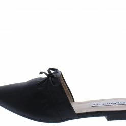 Forever Link Mules08 Black Pointed Toe Gather Tie Mule Flat